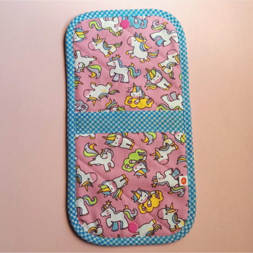 Porta Absorventes em Tecido Estampa Unicórnios
