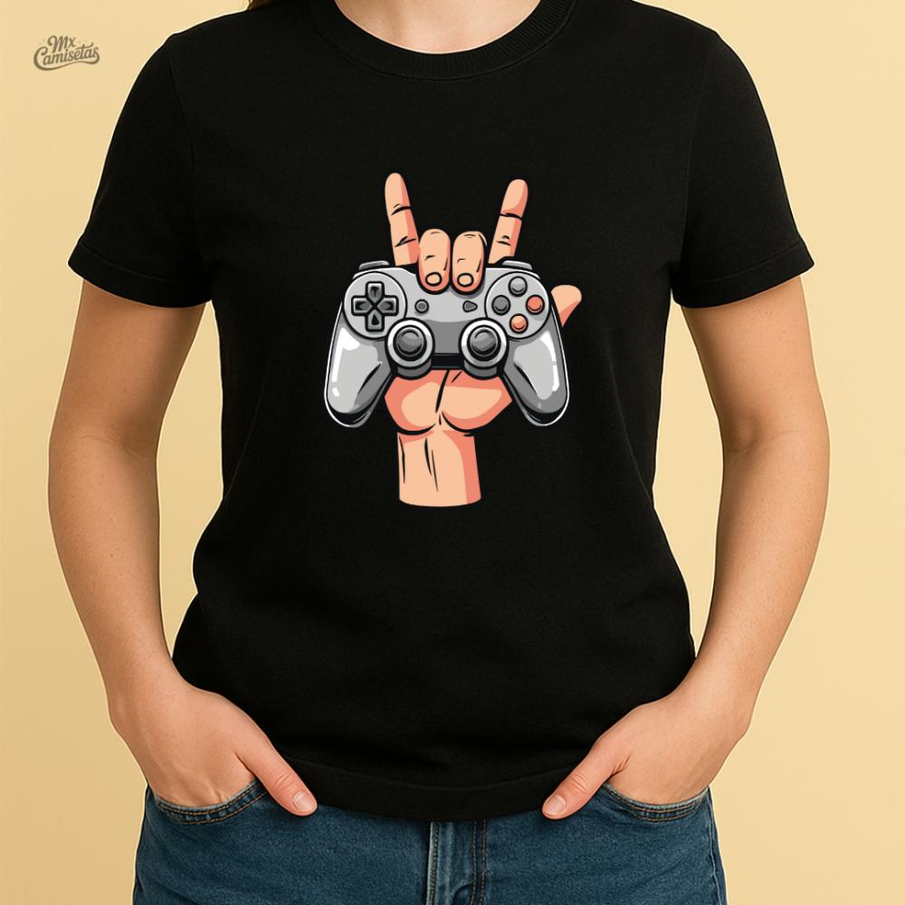 Camiseta Artesanal Gamer Rock and Play – Estampa Divertida com 