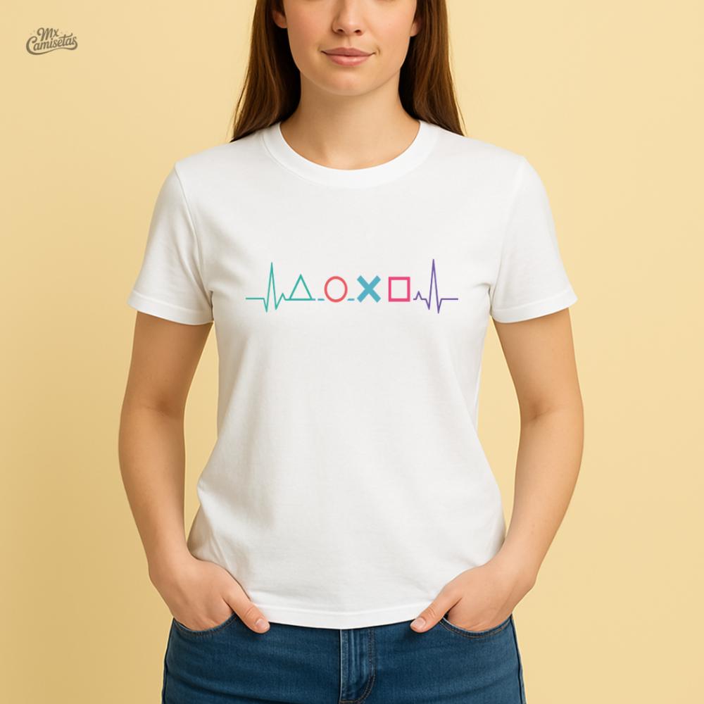 Camiseta Feminina Artesanal Batimentos Gamer – Estampa Minimali