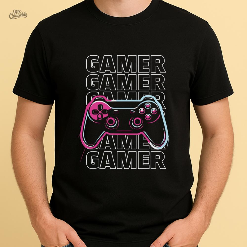 Camiseta Masculina Artesanal Gamer Neon – Estampa Moderna com C