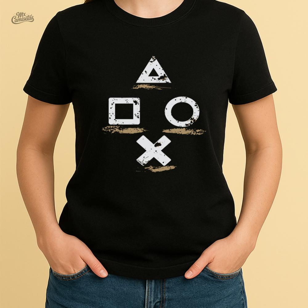 Camiseta Feminina Artesanal Botões Gamer Vintage – Estampa com