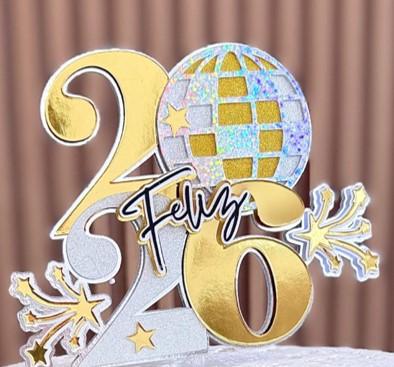 Arquivo de Corte Topo de Bolo - Ano Novo / Feliz 2026