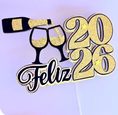 Arquivo de Corte Topo de Bolo - Ano Novo / Feliz 2026