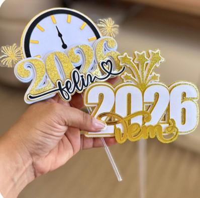 Arquivo de Corte Topo de Bolo - Ano Novo / Feliz 2026