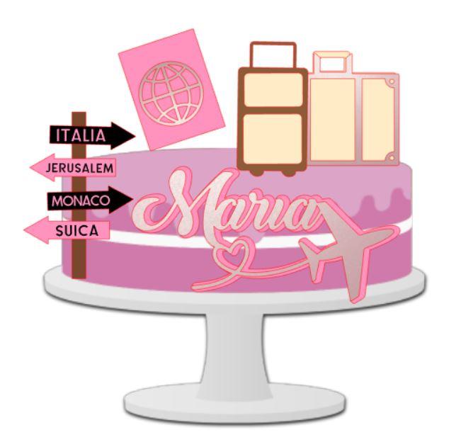 Arquivo de Corte Topo de Bolo  - Viagem