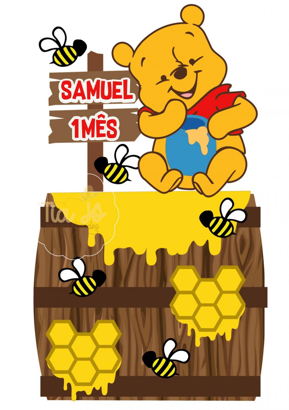 Arquivo de Corte Topo de Bolo -  Ursinho Pooh