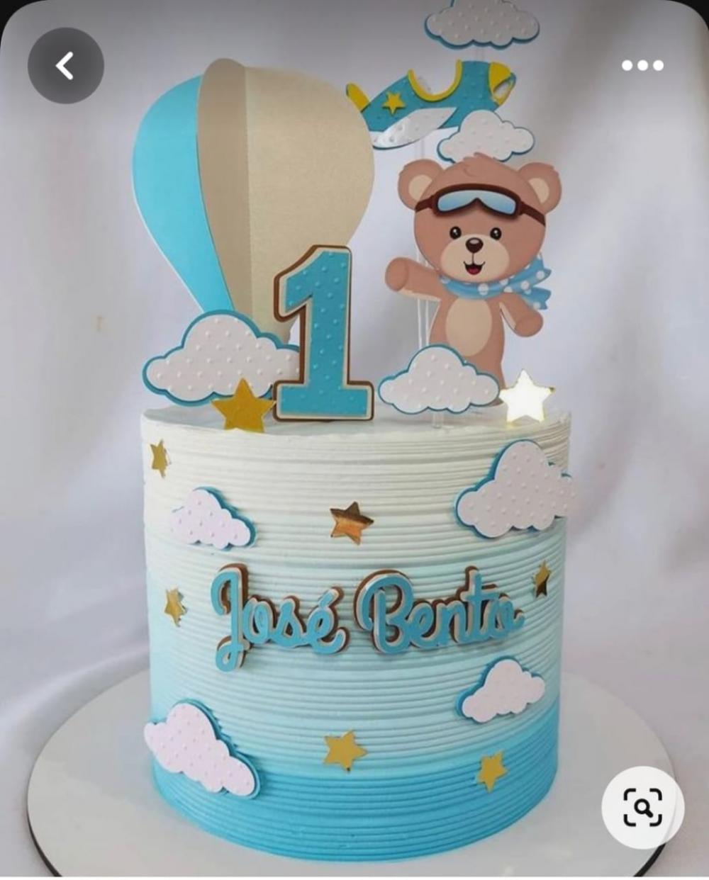 Arquivo de Corte Topo de Bolo -  Ursinho Aviador