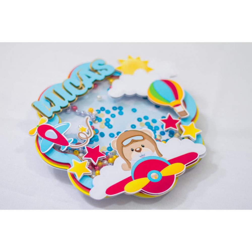 Arquivo de Corte Topo de Bolo -  Ursinho Aviador