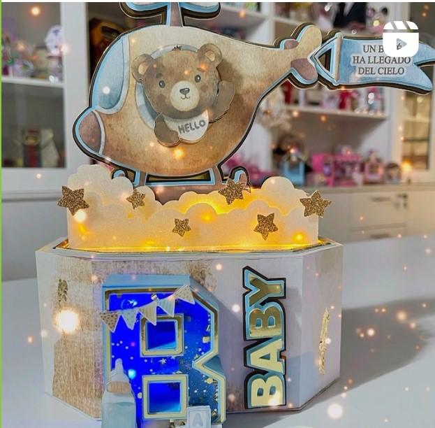 Arquivo de Corte Topo de Bolo -  Ursinho Aviador