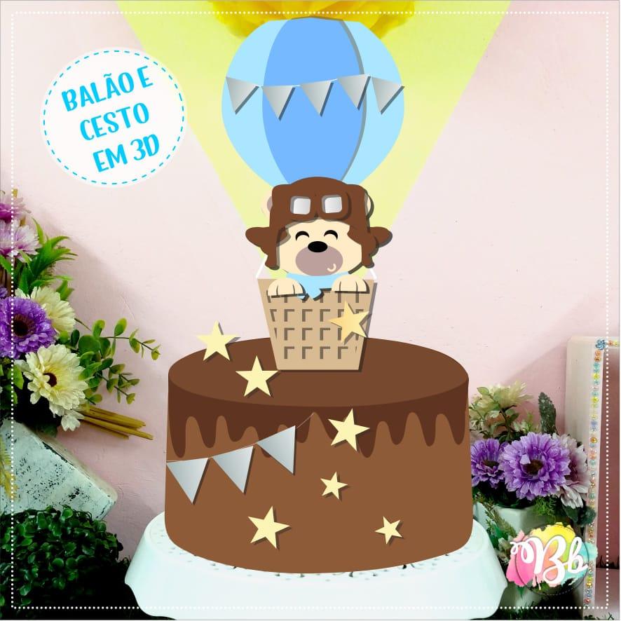 Arquivo de Corte Topo de Bolo -  Ursinho Baloeiro