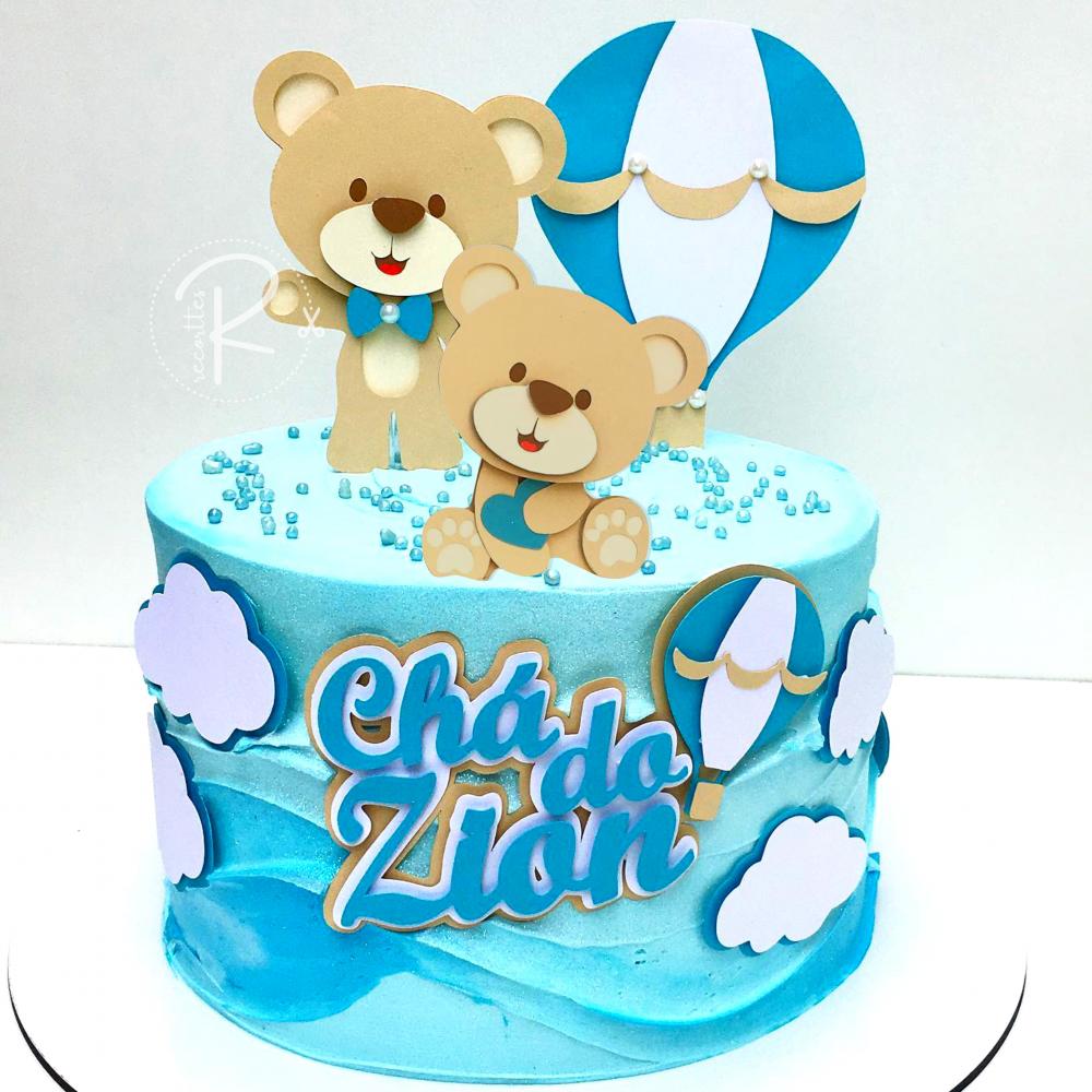 Arquivo de Corte Topo de Bolo -  Ursinho Baloeiro