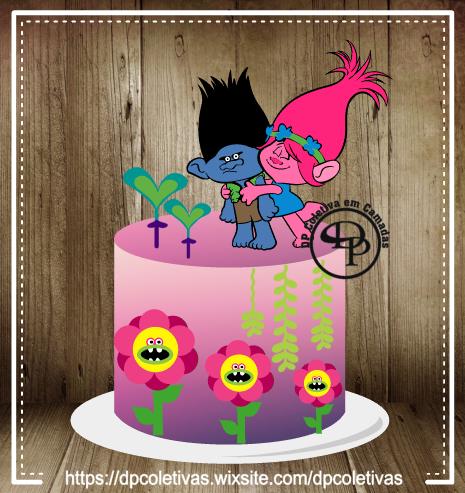 Arquivo de Corte Topo de Bolo -  TROLLS