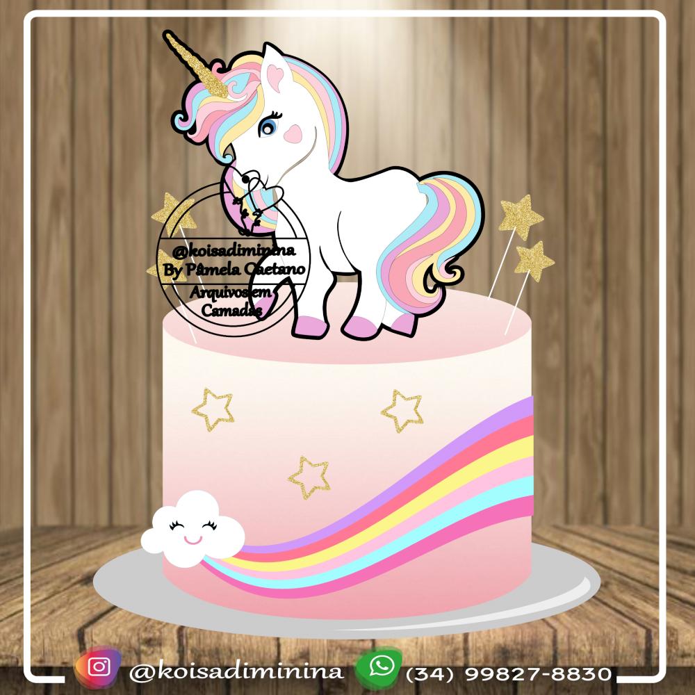 Arquivo de Corte Topo de Bolo -  UNICÓRNIO