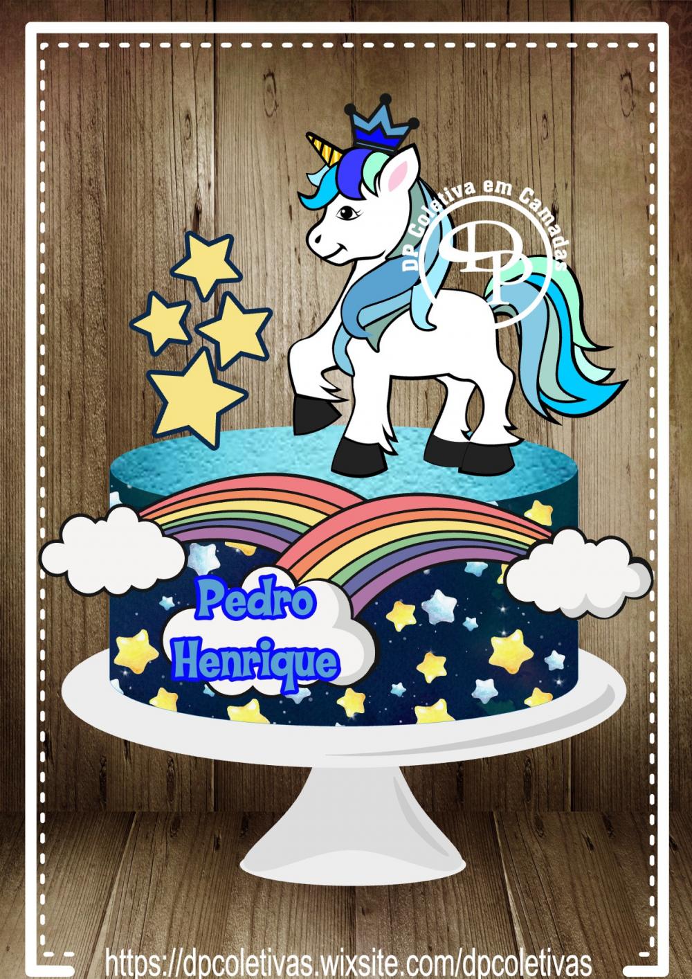 Arquivo de Corte Topo de Bolo -  UNICÓRNIO