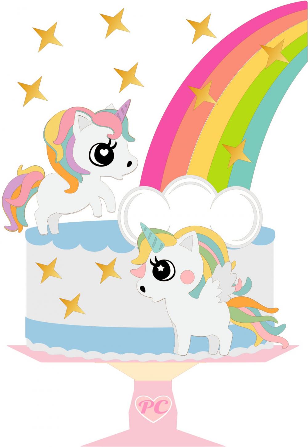 Arquivo de Corte Topo de Bolo -  UNICÓRNIO