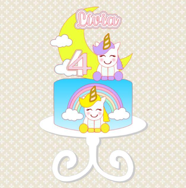 Arquivo de Corte Topo de Bolo -  UNICÓRNIO