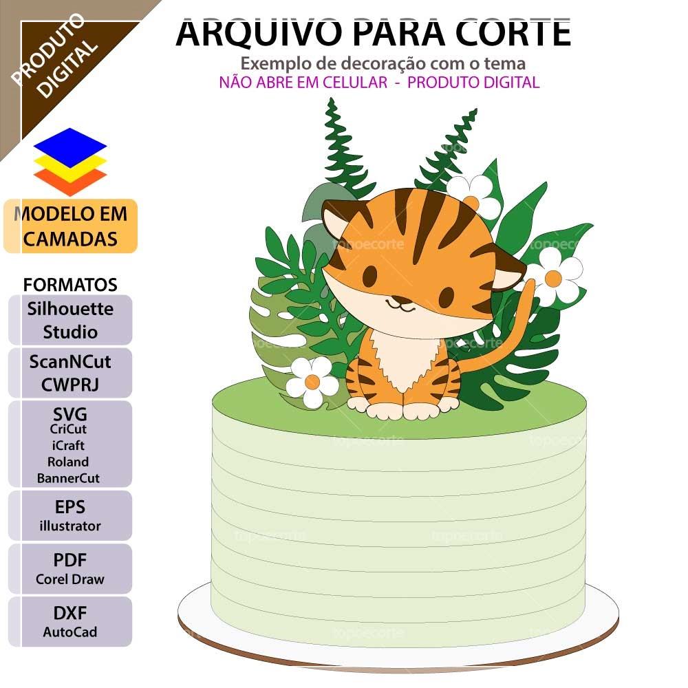 Arquivo de Corte Topo de Bolo - Tigre