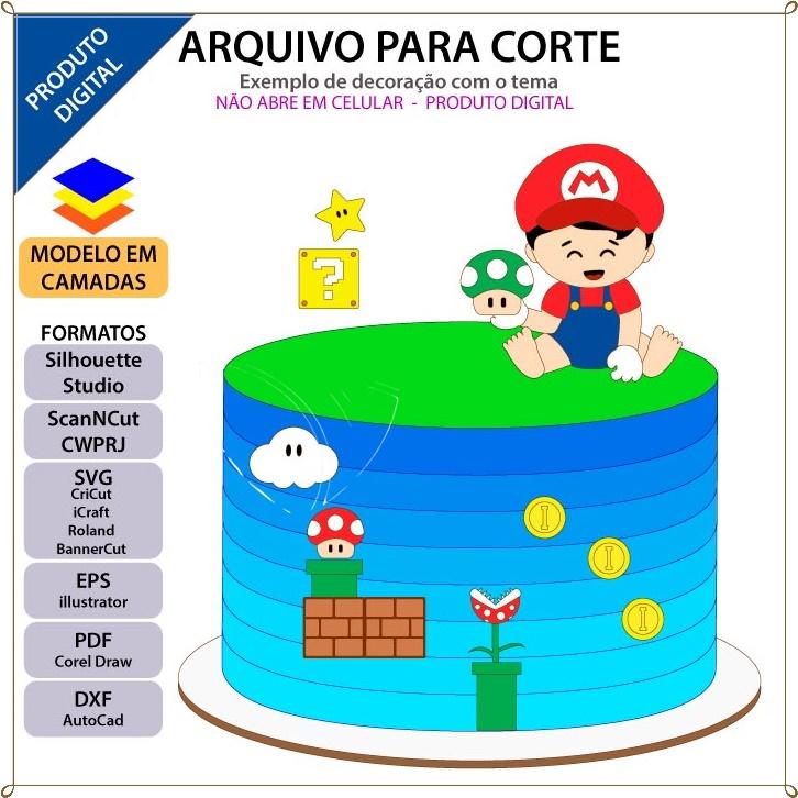 Arquivo de Corte Topo de Bolo -SUPER MARIO