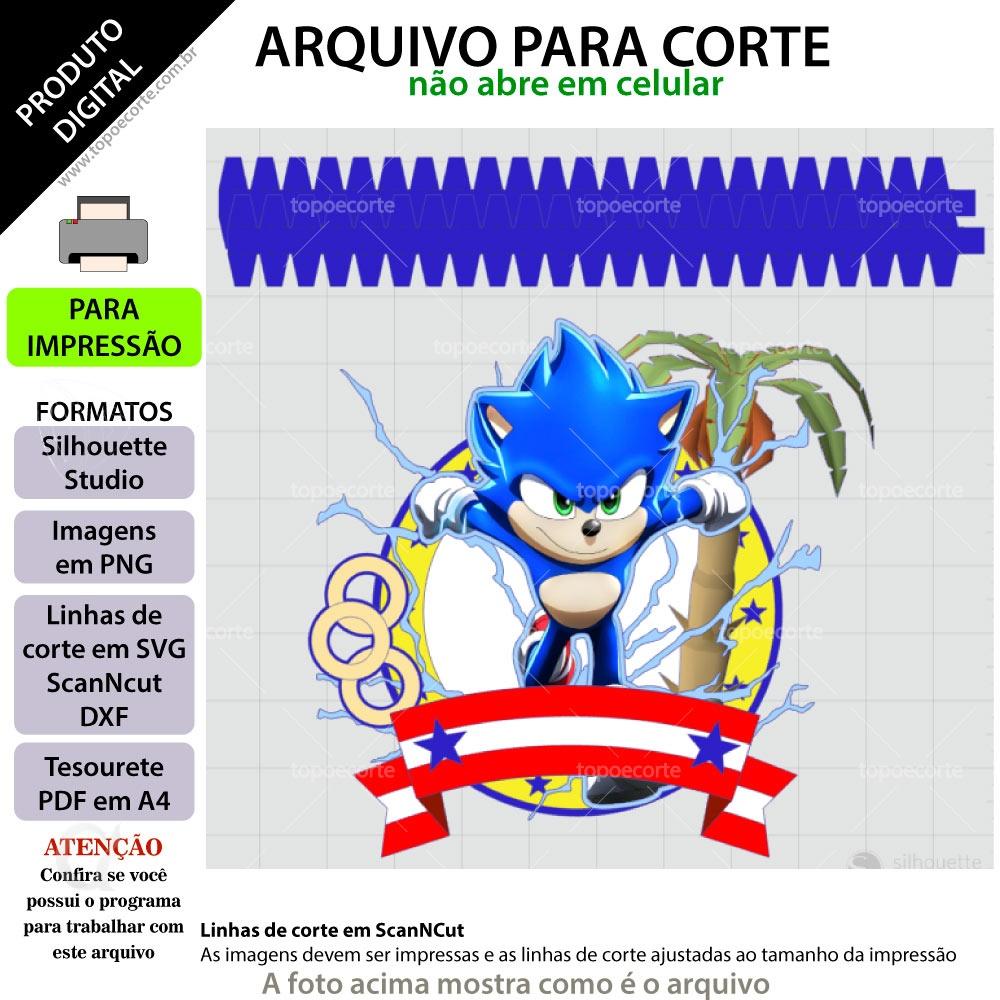 Arquivo de Corte Topo de Bolo -  Sonic