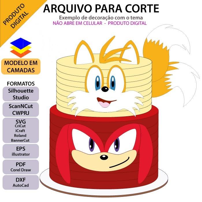 Arquivo de Corte Topo de Bolo -  Sonic
