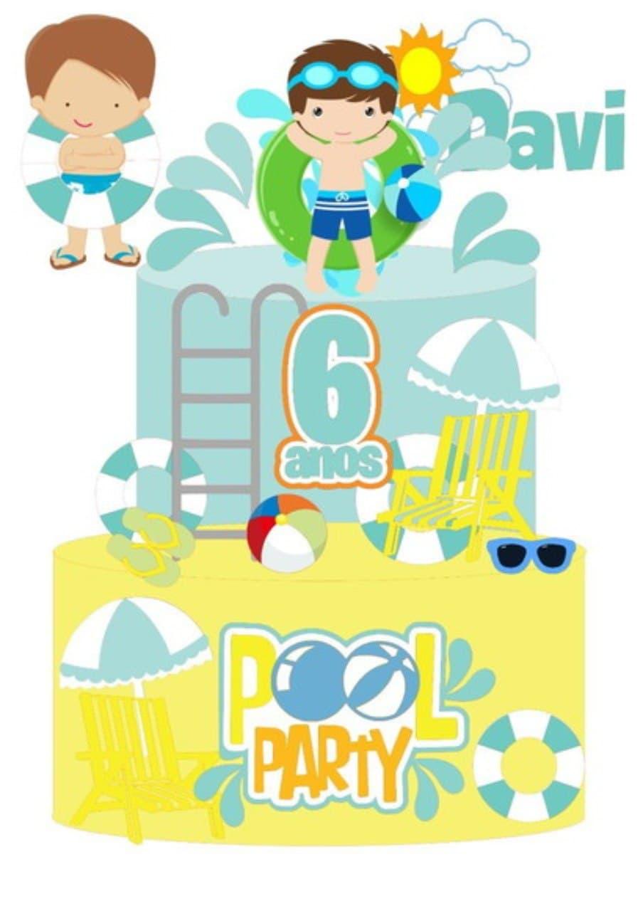 Arquivo de Corte Topo de Bolo -  Pool Party