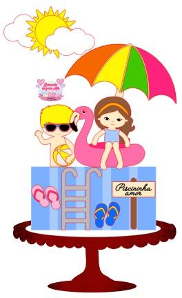 Arquivo de Corte Topo de Bolo -  Pool Party