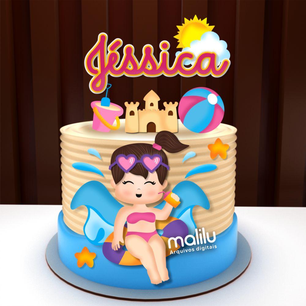 Arquivo de Corte Topo de Bolo -  Pool Party