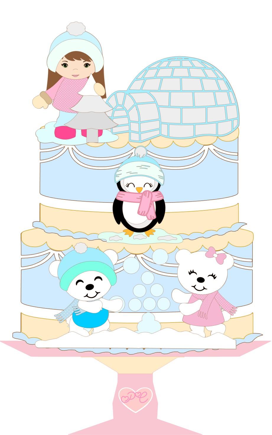 Arquivo de Corte Topo de Bolo  - Pinguim