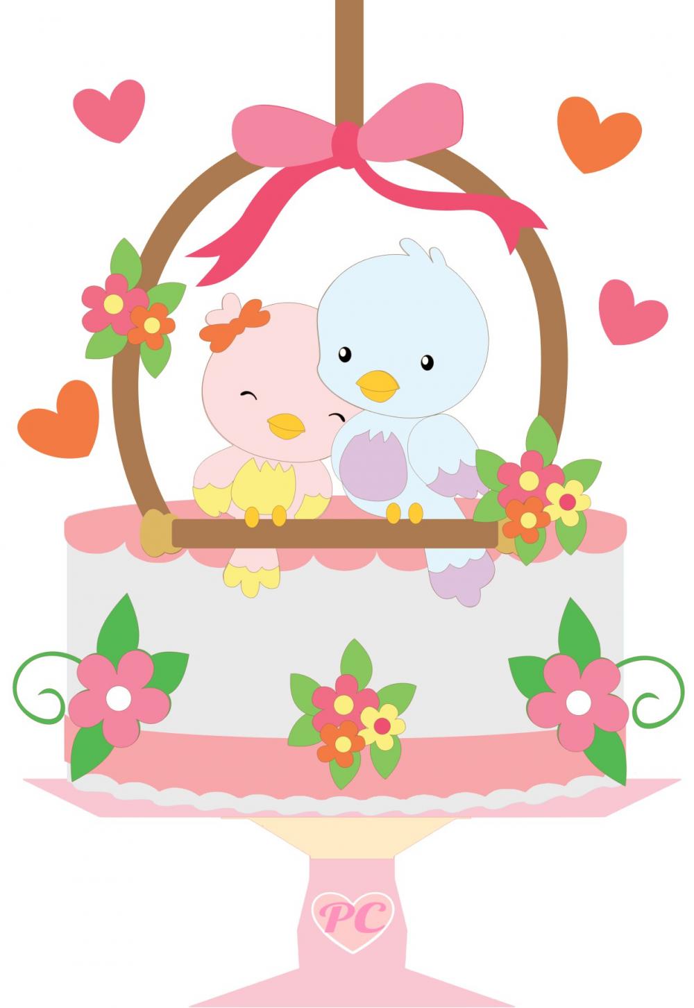 Arquivo de Corte Topo de Bolo  - Passarinhos Aves