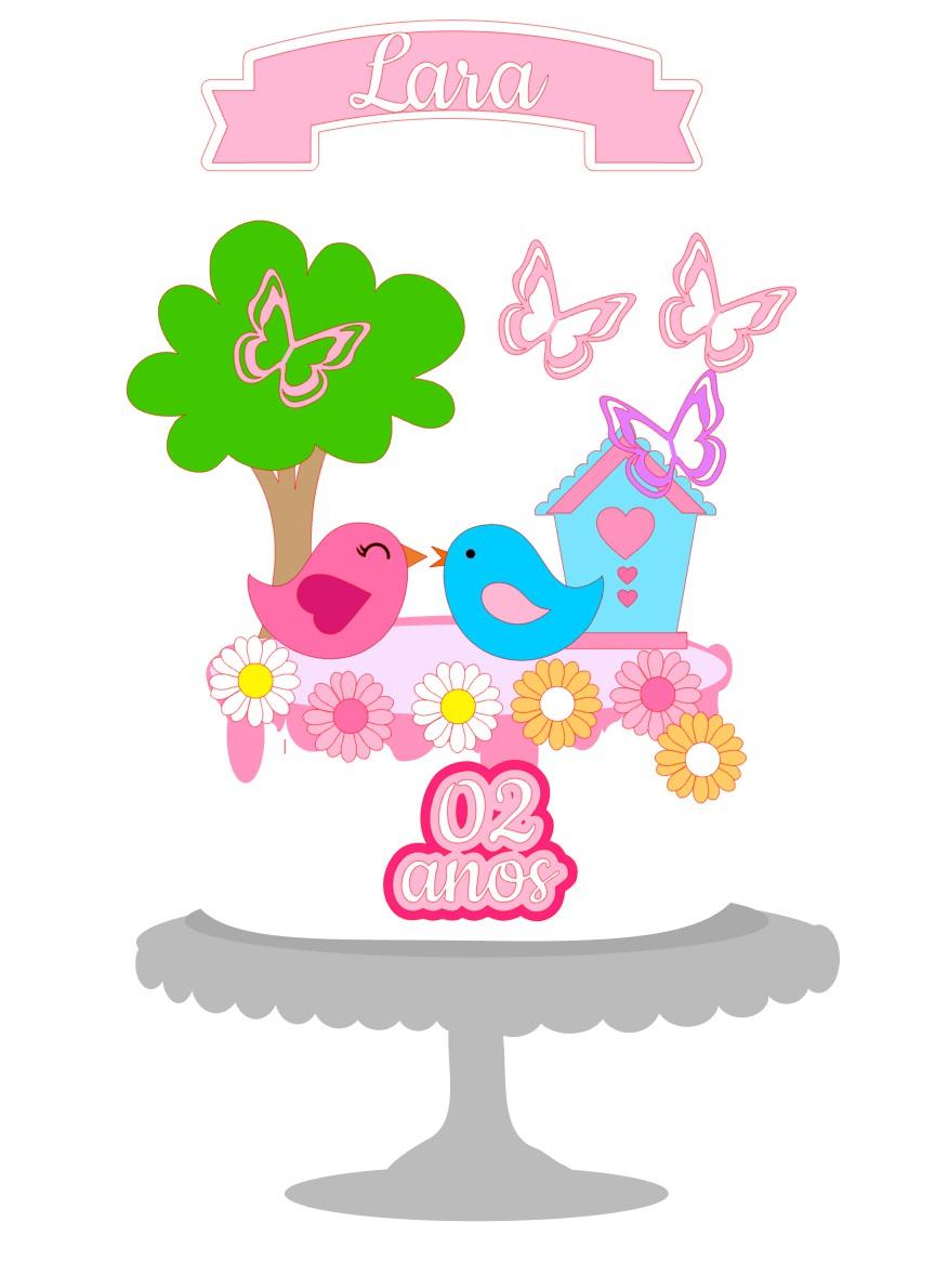 Arquivo de Corte Topo de Bolo  - Passarinhos Aves