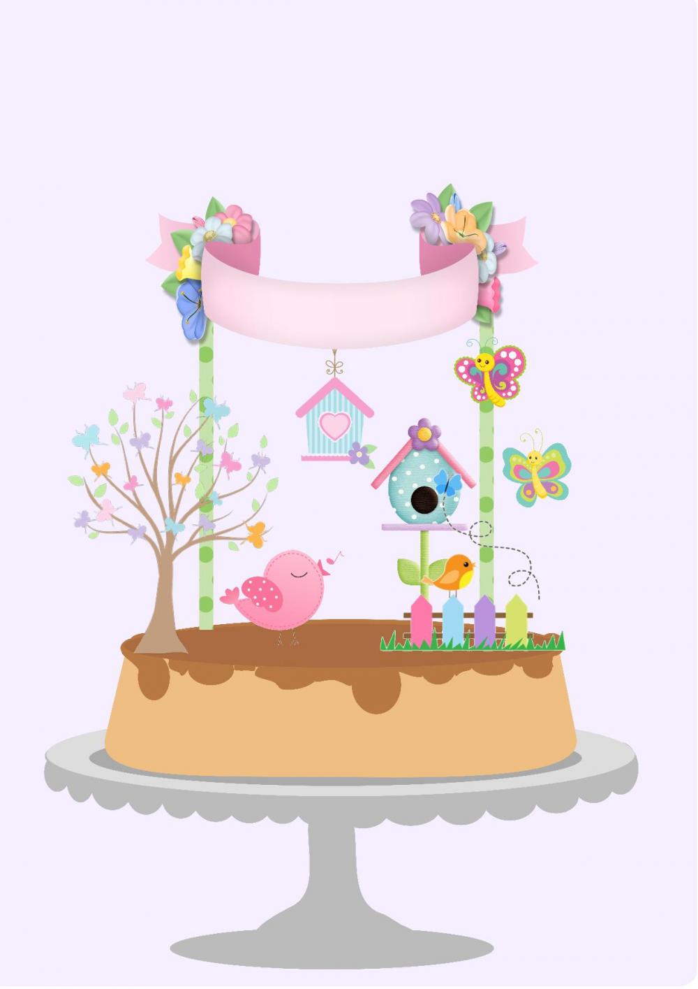 Arquivo de Corte Topo de Bolo  - Passarinhos Aves