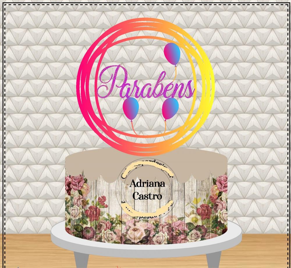 Arquivo de Corte Topo de Bolo  - Parabéns