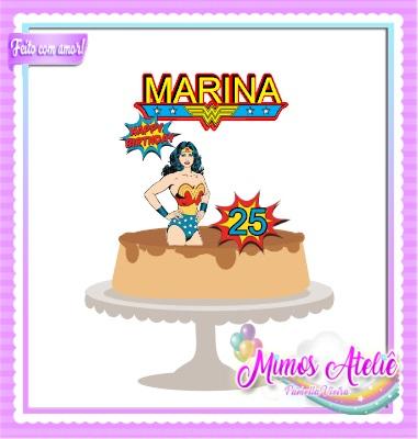 Arquivo de Corte Topo de Bolo  -  Mulher Maravilha