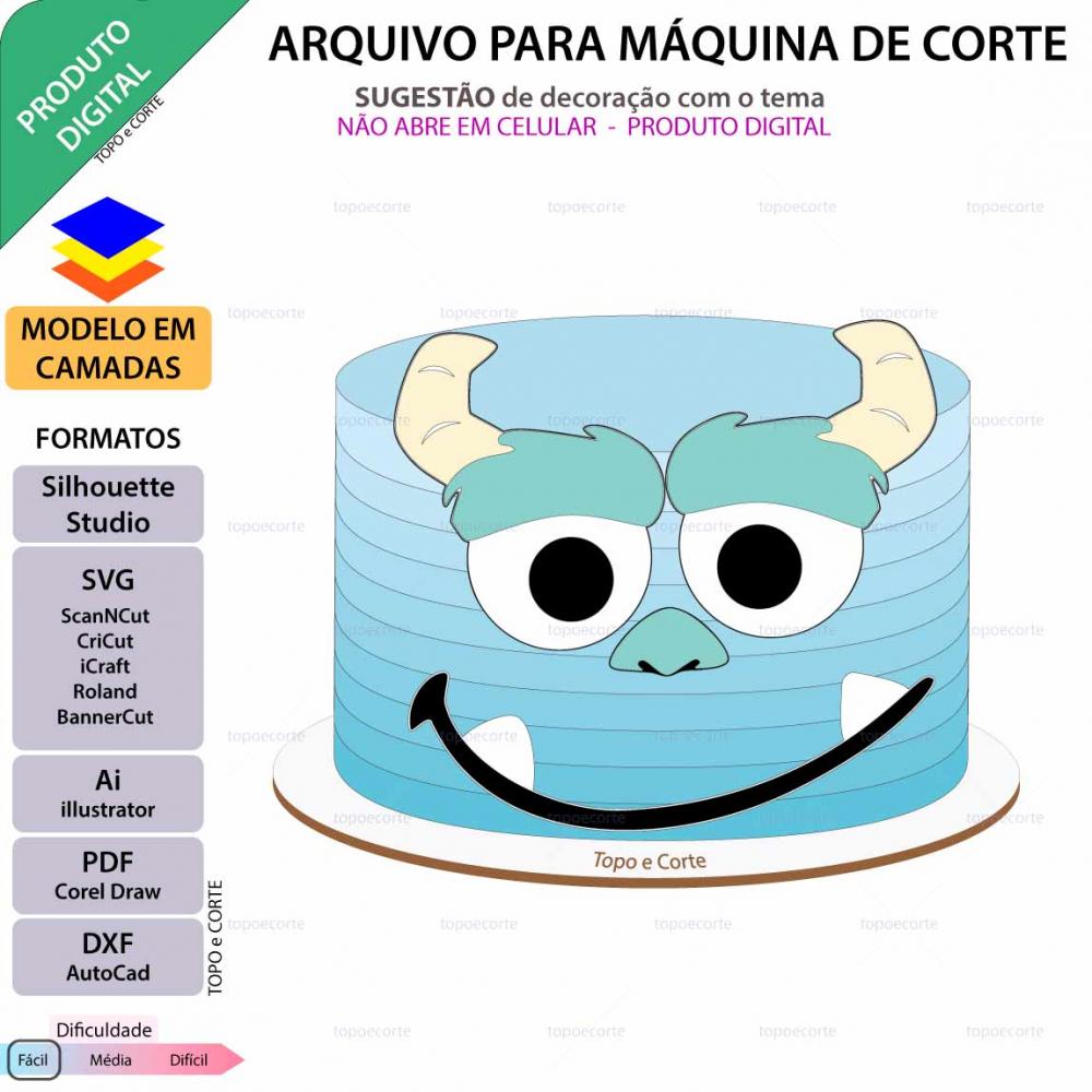 Arquivo de Corte Topo de Bolo  -  Monstros Sa