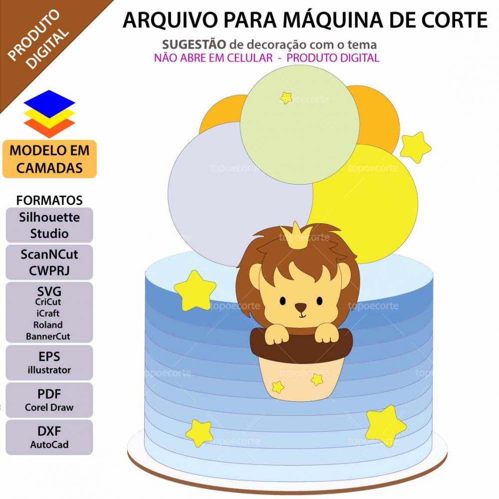 Arquivo de Corte Topo de Bolo  - Leãozinho