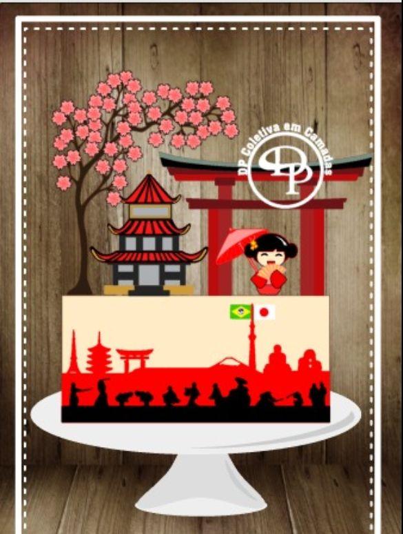 Arquivo de Corte Topo de Bolo  - Kokeshi