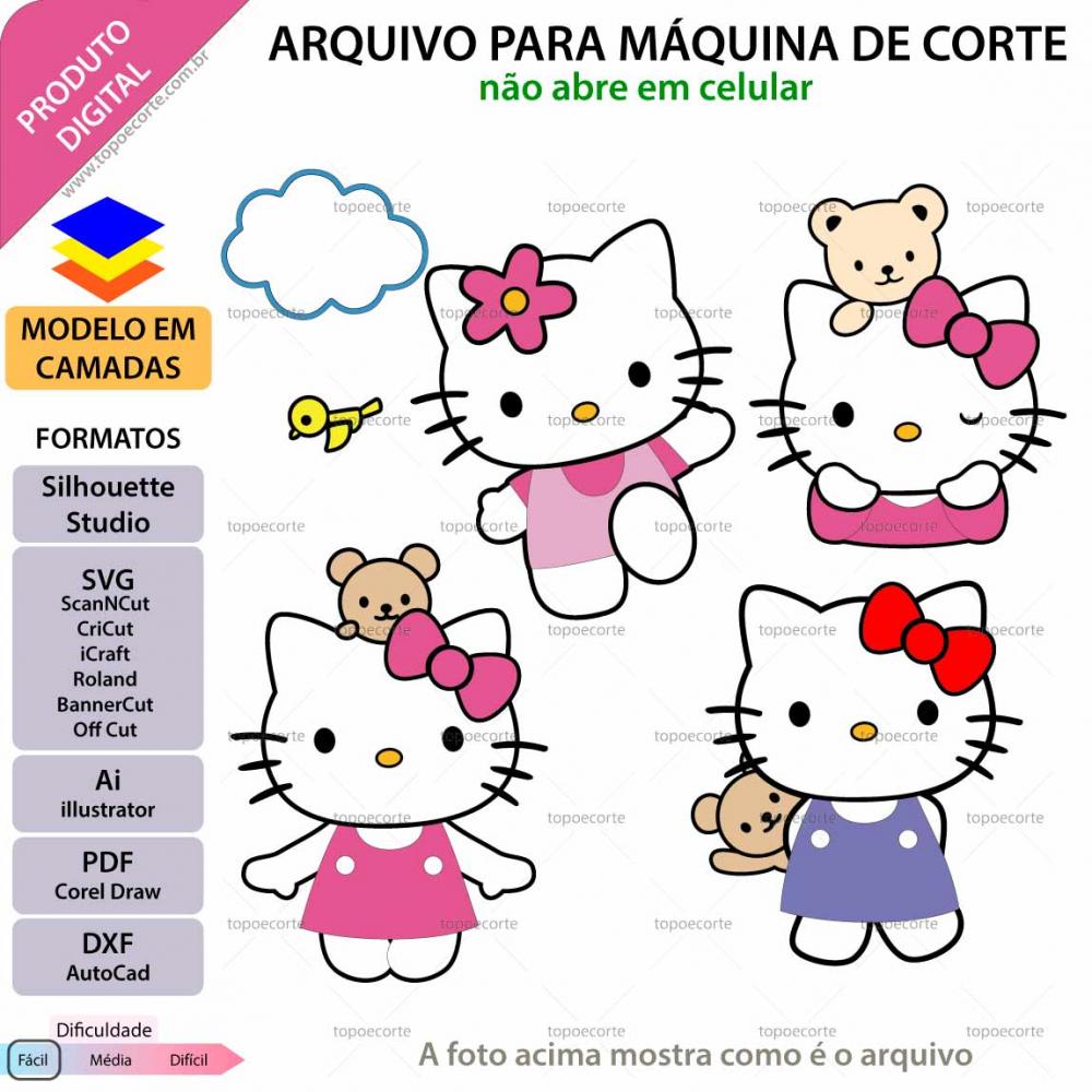 Arquivo de Corte Topo de Bolo  -    Hello Kitty