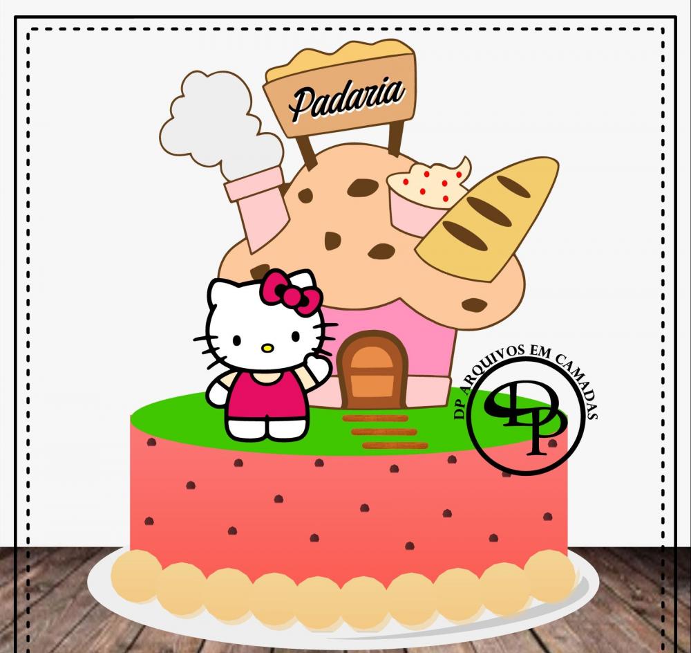 Arquivo de Corte Topo de Bolo  -    Hello Kitty