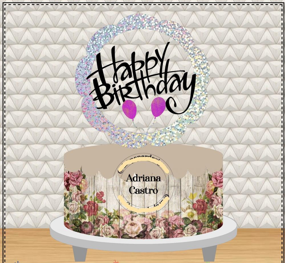 Arquivo de Corte Topo de Bolo  -    Happy Birthday