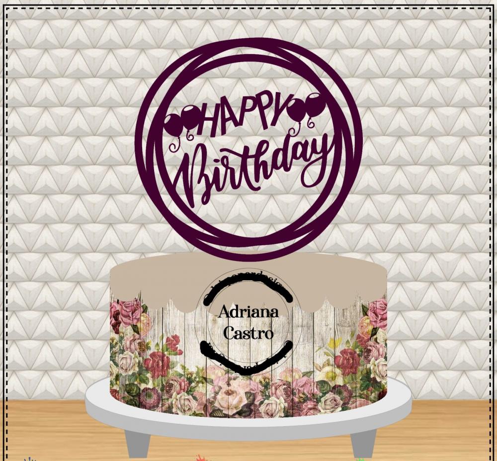 Arquivo de Corte Topo de Bolo  -    Happy Birthday