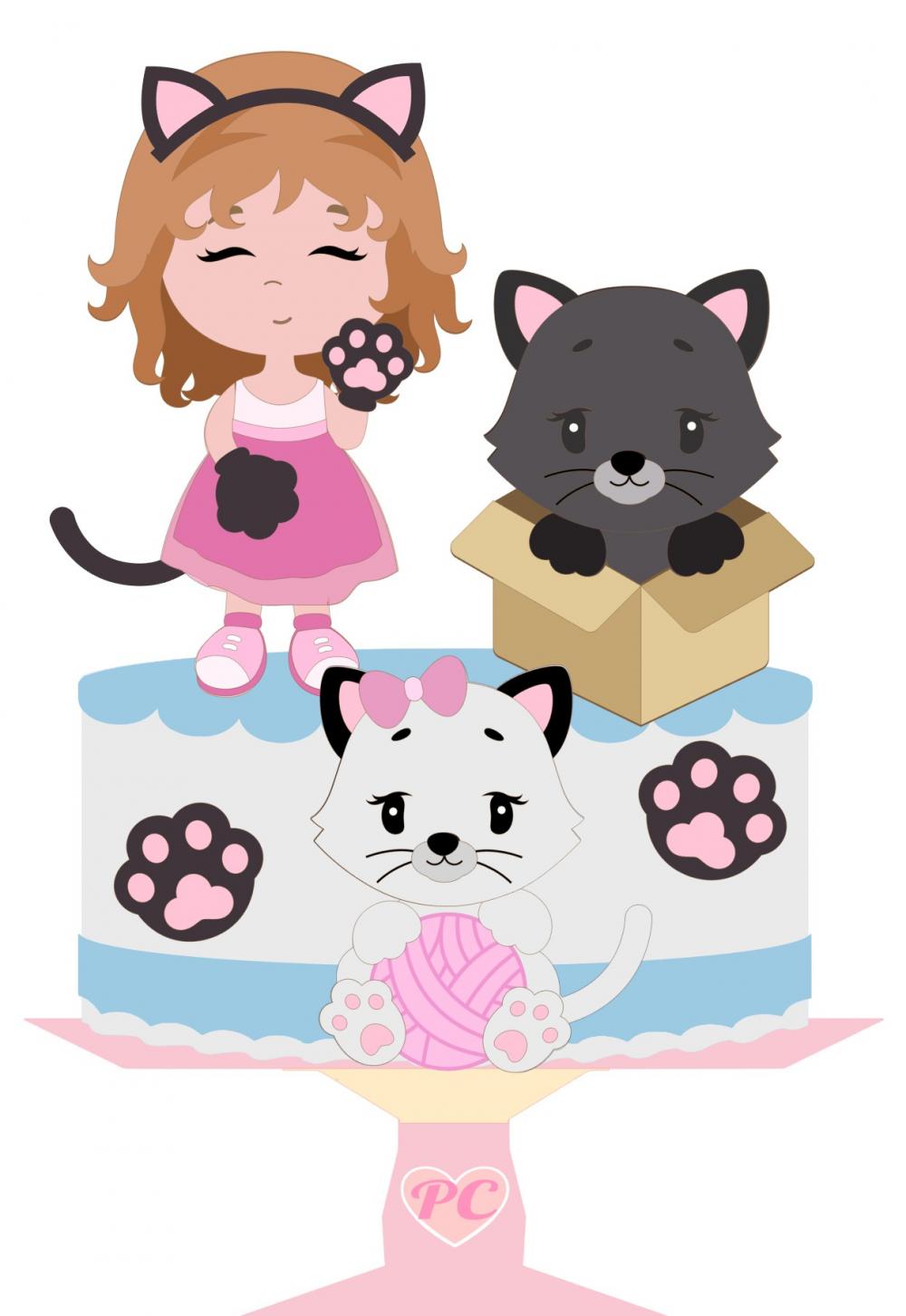 Arquivo de Corte Topo de Bolo  - Gatinho
