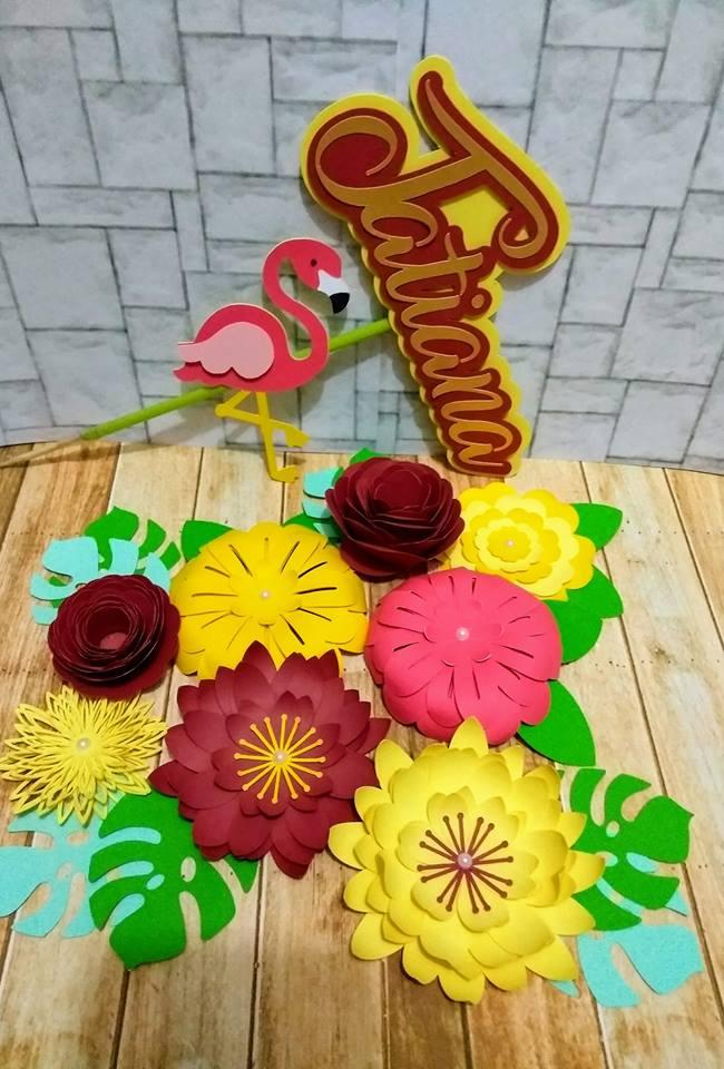 Arquivo de Corte Topo de Bolo  -   Flamingo