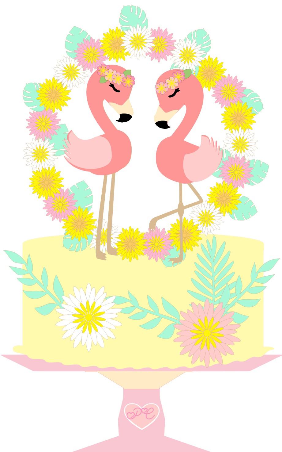 Arquivo de Corte Topo de Bolo  -   Flamingo