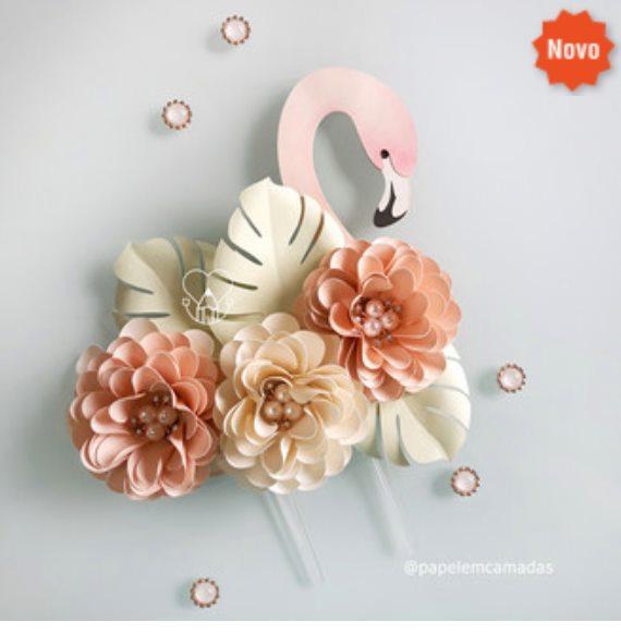 Arquivo de Corte Topo de Bolo  -   Flamingo