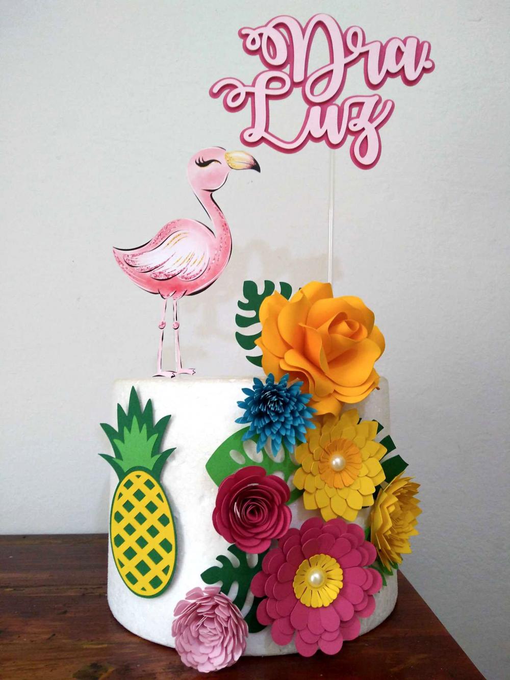 Arquivo de Corte Topo de Bolo  -   Flamingo