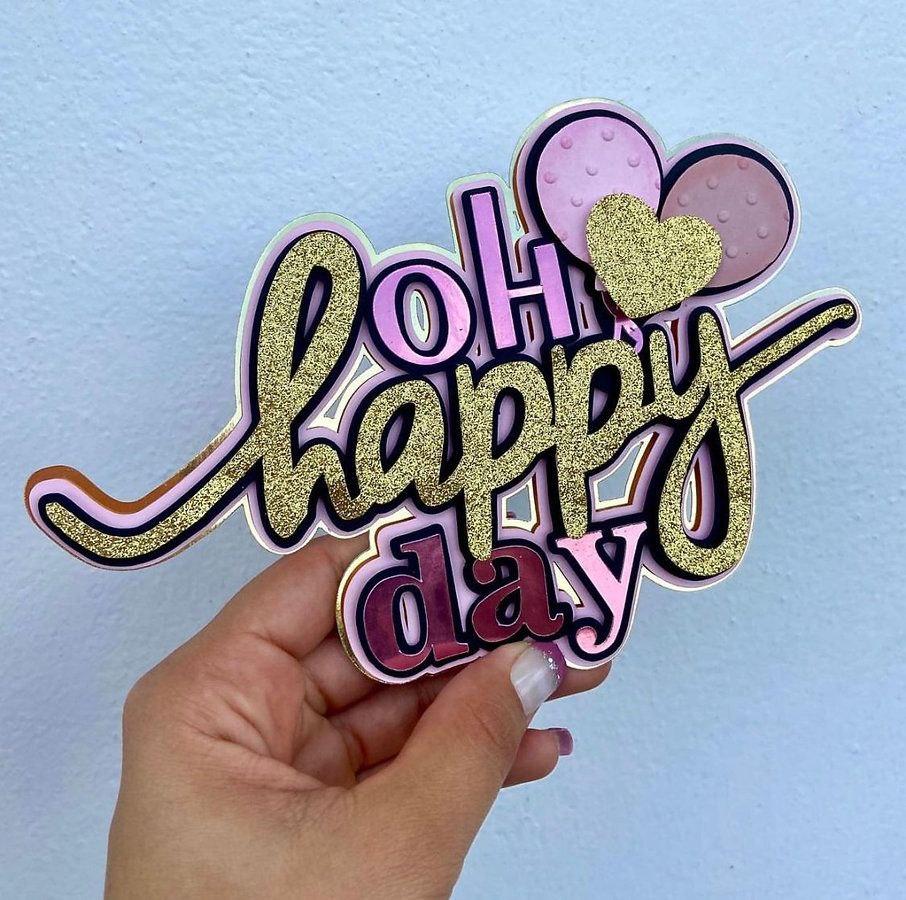 Arquivo de Corte Topo de Bolo  - Feliz Aniversário