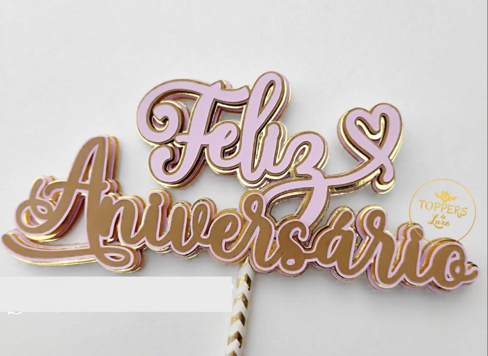 Arquivo de Corte Topo de Bolo  - Feliz Aniversário