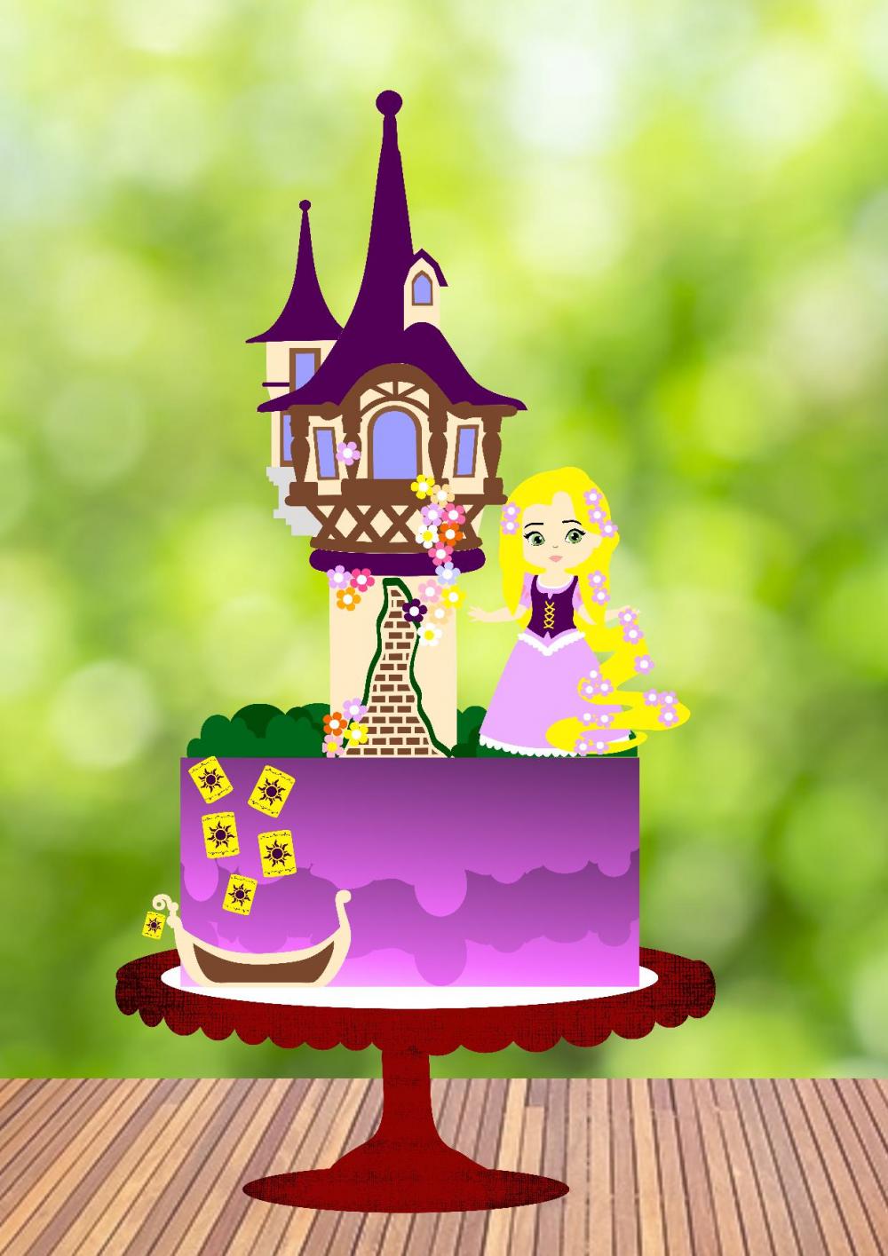 Arquivo de Corte Topo de Bolo  - Enrolados  Rapunzel
