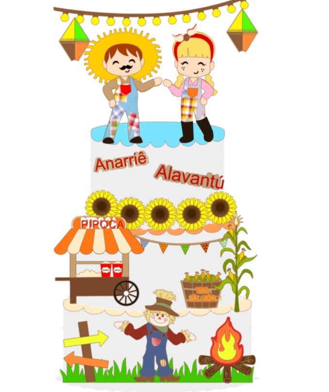 Arquivo de Corte Topo de Bolo  - Festa Junina