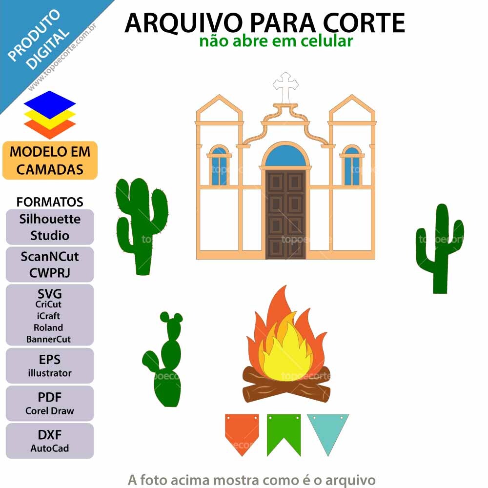 Arquivo de Corte Topo de Bolo  - Festa Junina